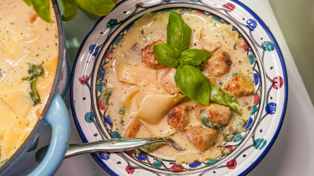 Krämig Alfredolasagnesoppa med kyckling