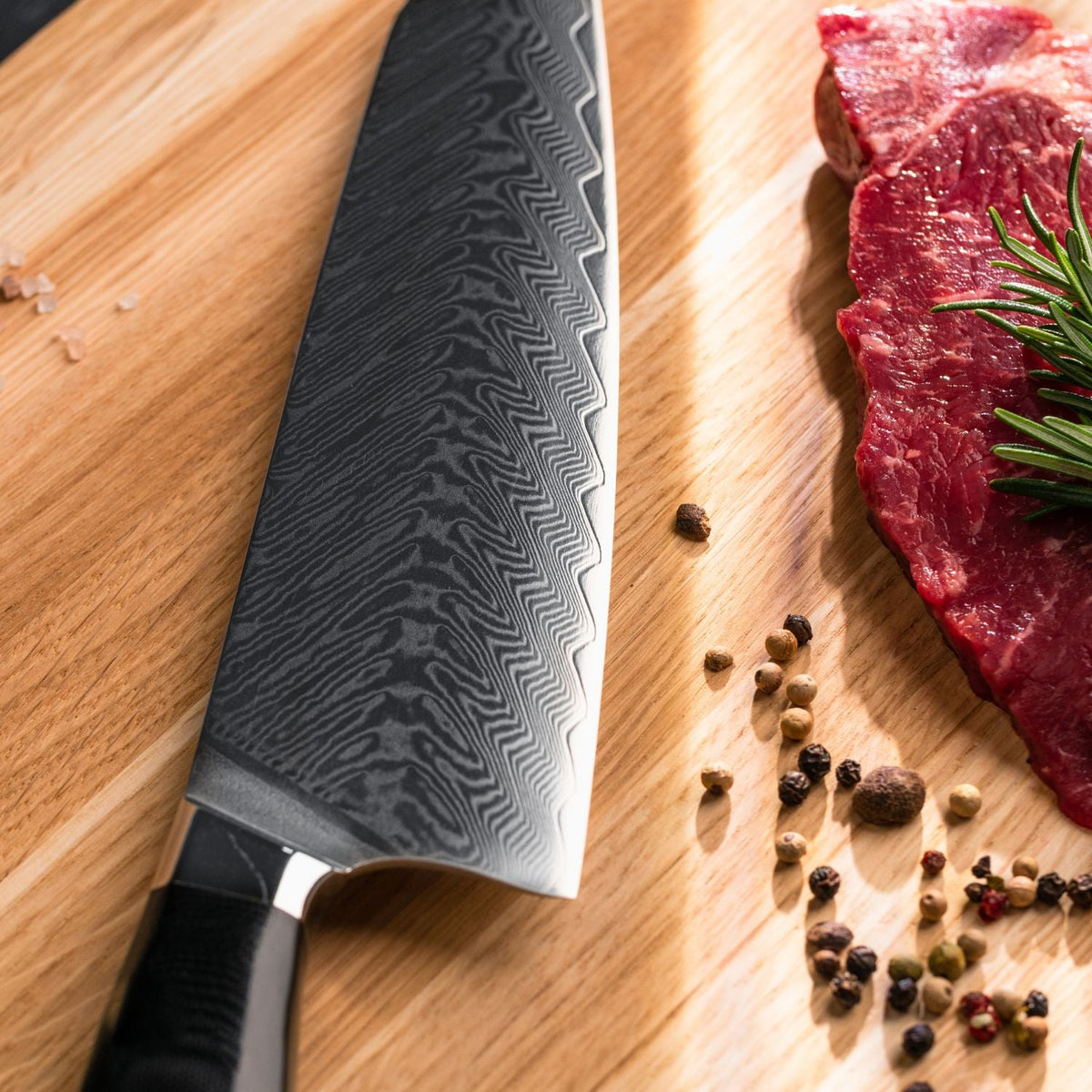 Kockkniv i damaskusstål från Qookware