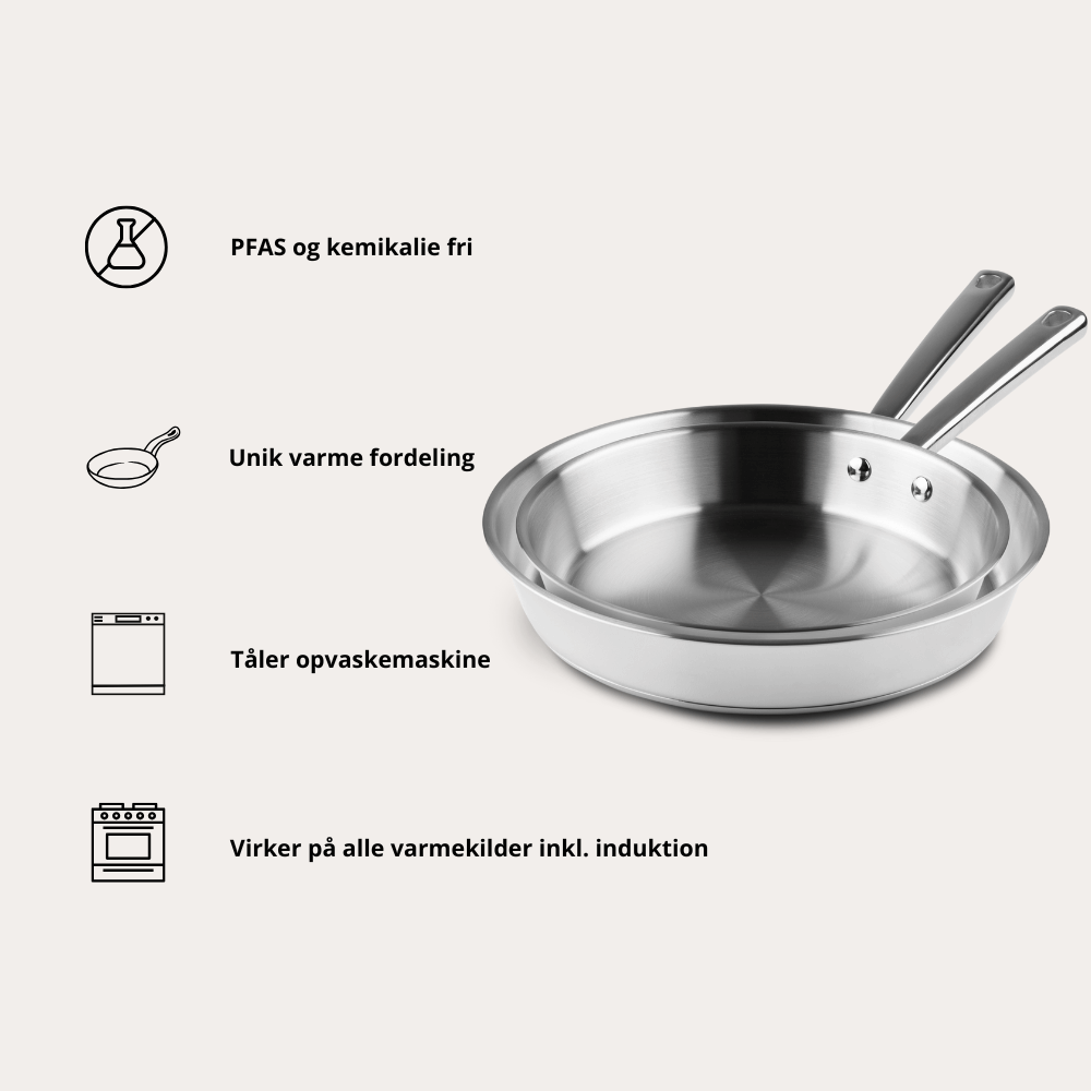 Set med stekpannor i rostfritt stål från Qookware