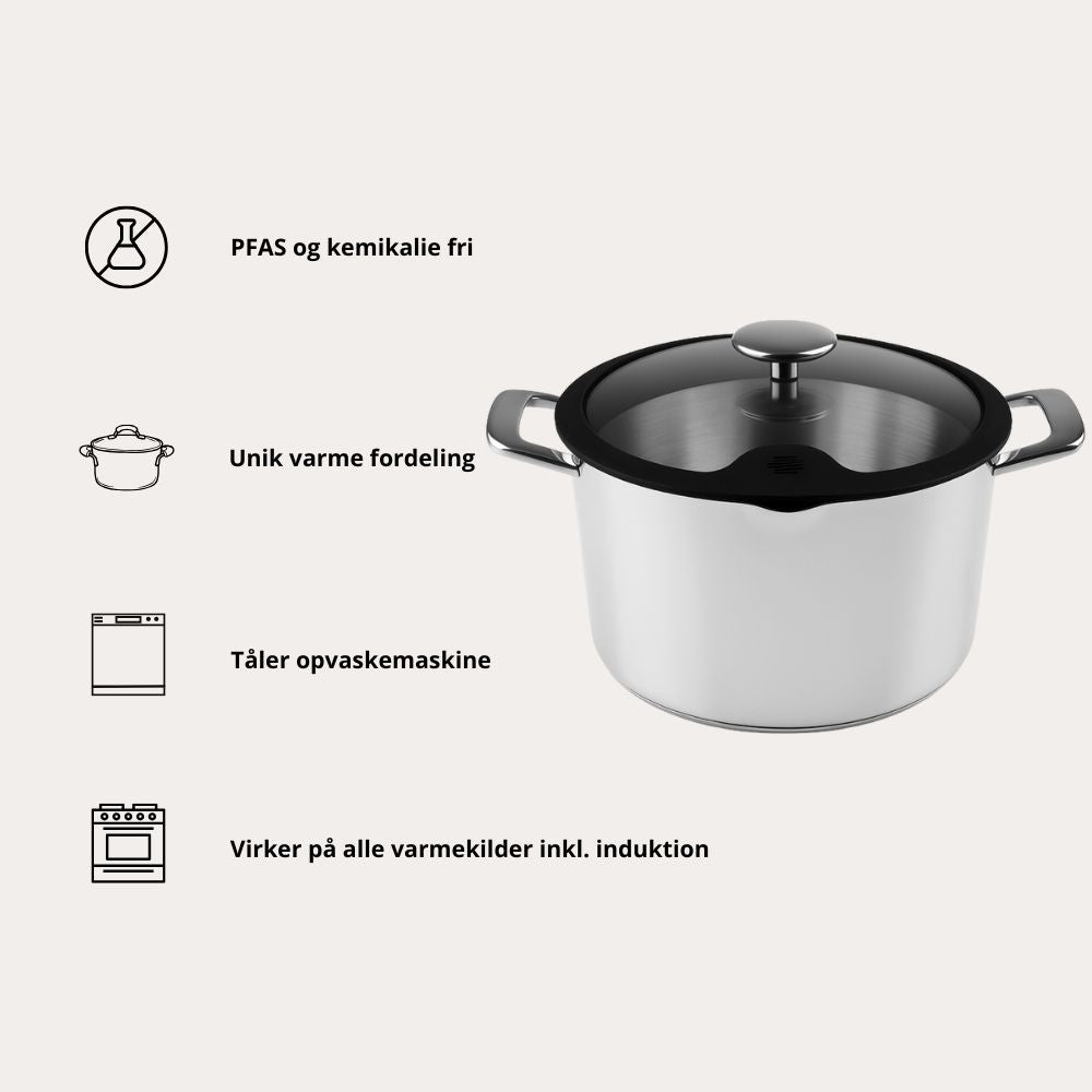 Gryta med lock i rostfritt stål, 6,5 liter, ChefGrade från Qookware