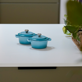 Minigrytor i emaljerat gjutjärn med lock från Qookware