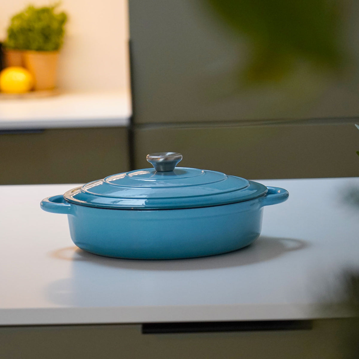 Sautégryta med lock i emaljerat gjutjärn, 3,5 liter, från Qookware 