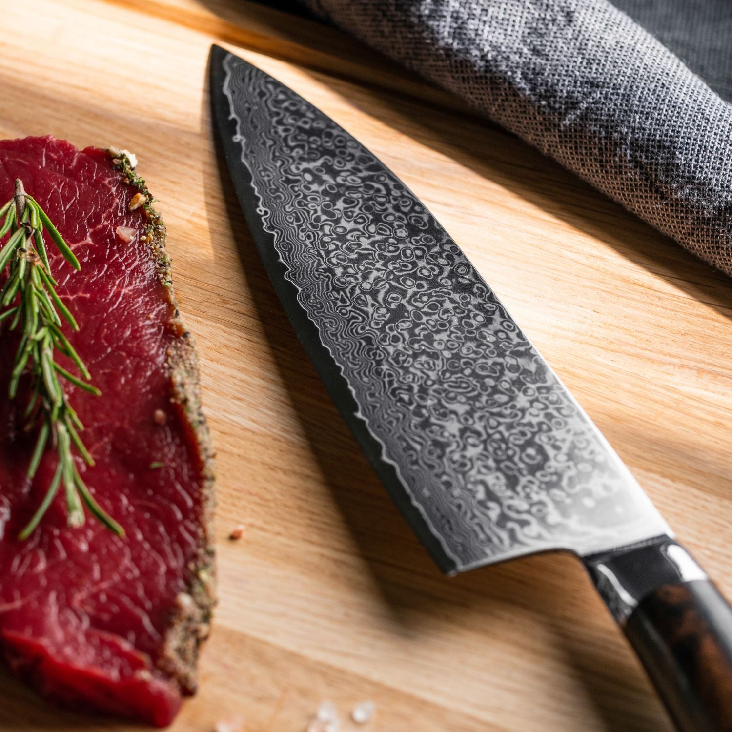 Kockkniv i damaskusstål