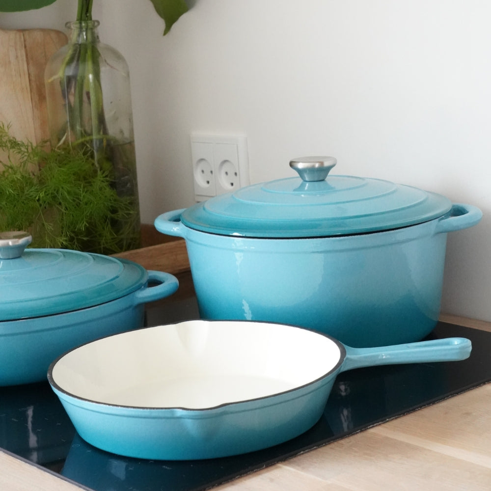 Litet set i emaljerat gjutjärn från Qookware