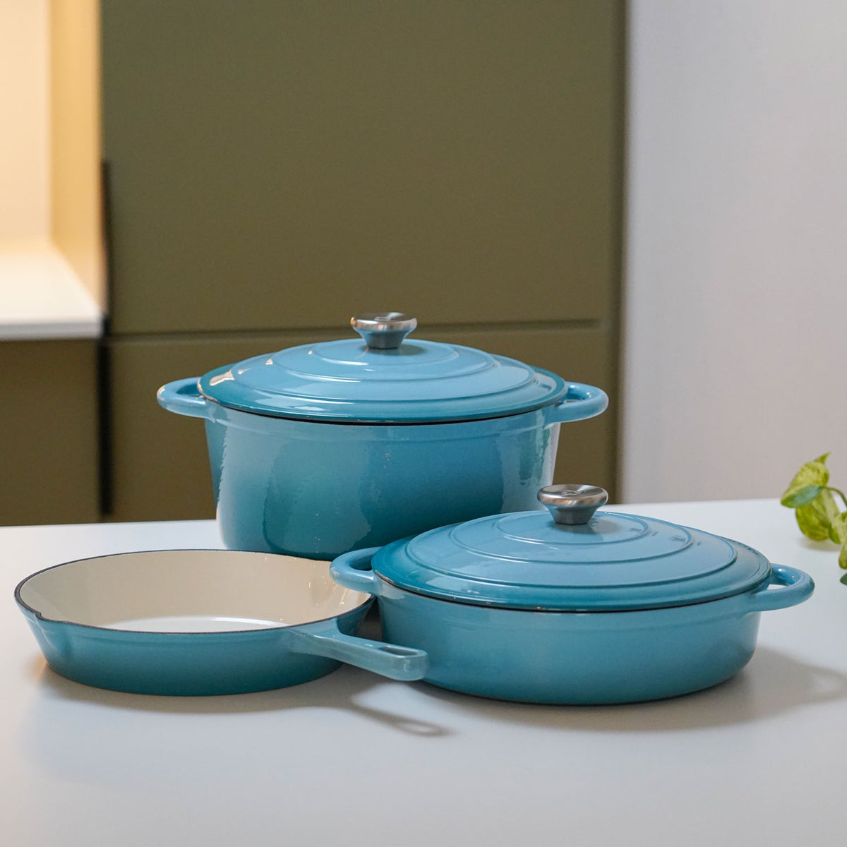Gryt- och pannset i emaljerat gjutjärn från Qookware