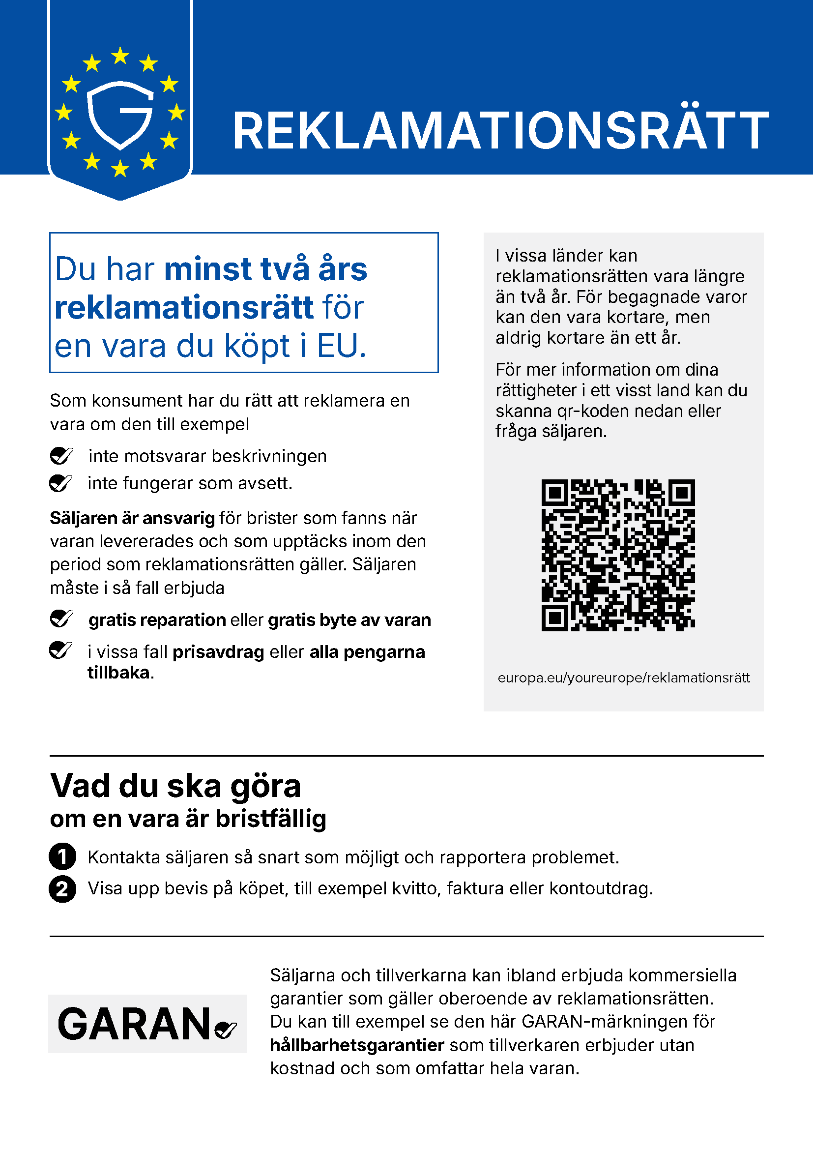 EU-meddelande om reklamationsrätt